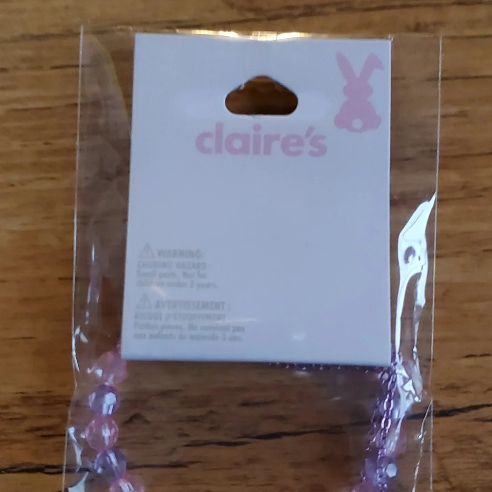 Claire's‎ Rabbit Easter Pink Bracelet and Necklace set